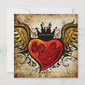 Vintage Tattoo Winged Heart Hochzeit Einladung (Rückseite)