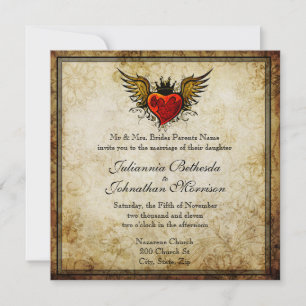 Vintage Tattoo Winged Heart Hochzeit Einladung