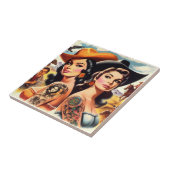 Vintage Tattooed Cowgirls Fliese (Seite)