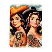 Vintage Tattooed Cowgirls Magnet (Vertikal)