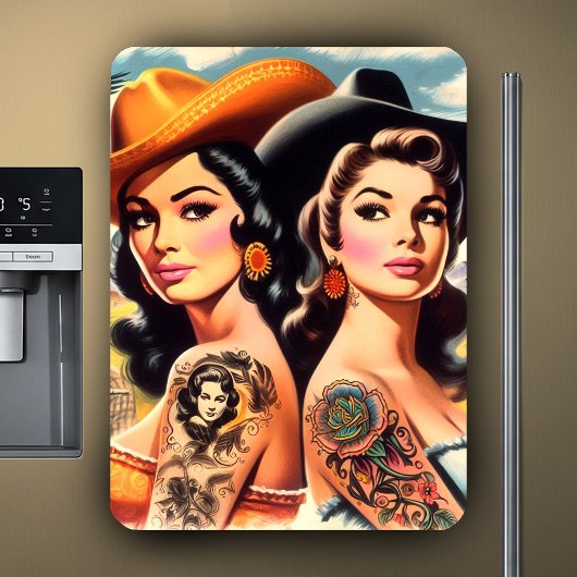 Vintage Tattooed Cowgirls Magnet