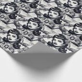 Vintage Tattooed Goth Girl Geschenkpapier (Ecke)