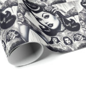 Vintage Tattooed Goth Girl Geschenkpapier (Rolleneckpunkt)