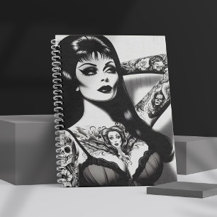 Vintage Tattooed Goth Girl Notizblock