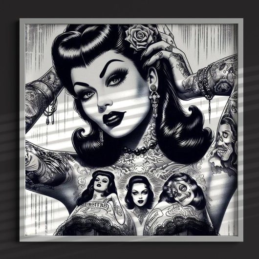 Vintage Tattooed Goth Girl Poster