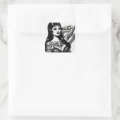 Vintage Tattooed Goth Girl Quadratischer Aufkleber (Tasche)