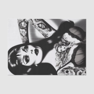 Vintage Tattooed Goth Girl Seidenpapier