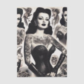 Vintage Tattooed Goth Woman Collage Seidenpapier (Vorderseite)