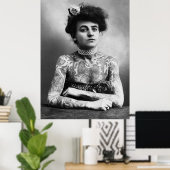 Vintage Tattooed Lady B&W Foto Poster (Heimbüro)