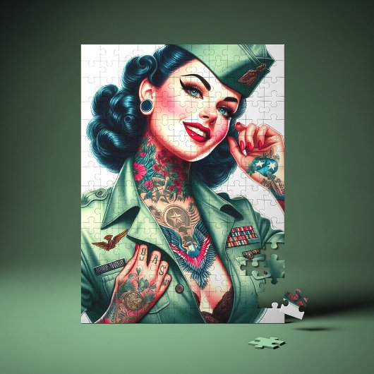 Vintage Tattooed Military Woman Puzzle