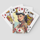Vintage Tattooed Pin-up Nurse Spielkarten (Rückseite)