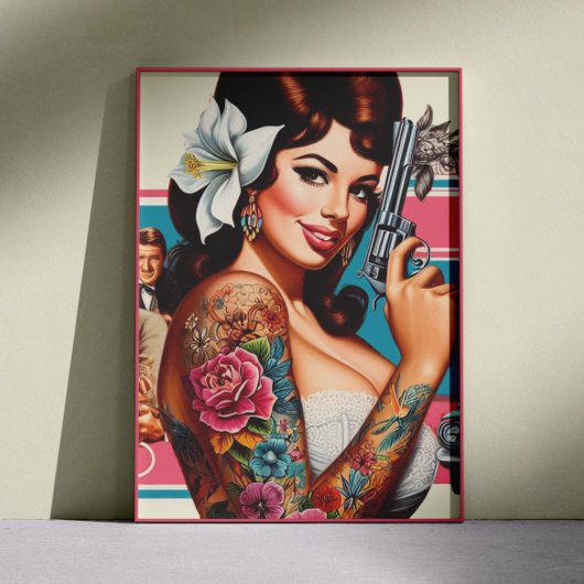 Vintage Tattooed Pulp Pin-up Poster