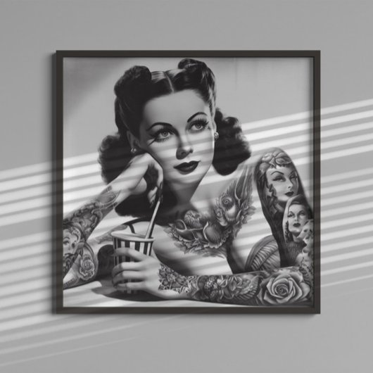 Vintage Tattoofrau Poster