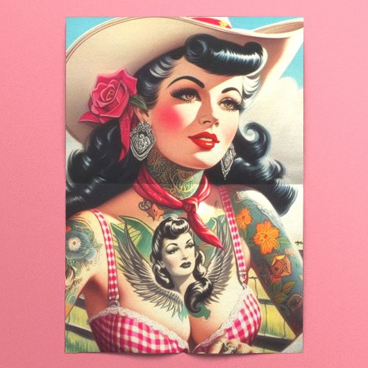 Vintage Tattooot Country Pinup Seidenpapier