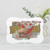 Vintage Taube mit Blume Valentin Feiertagskarte (Stehend Vorderseite)