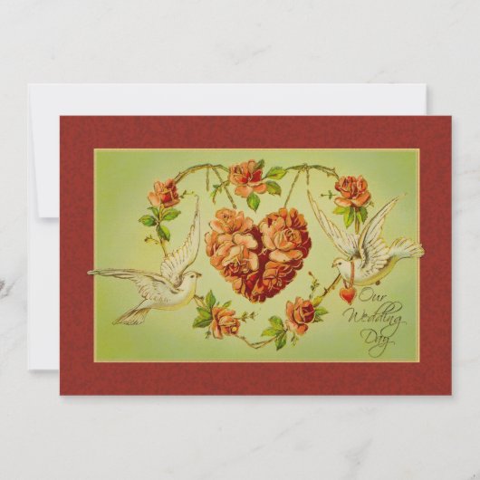 Vintage Taube Rose Herz Hochzeit Einladung Fall (Vorderseite)