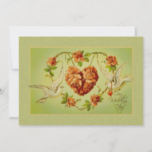 Vintage Taube Rose Herz Hochzeit Einladung Sommer