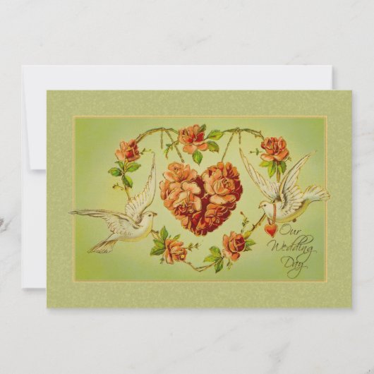 Vintage Taube Rose Herz Hochzeit Einladung Sommer (Vorderseite)