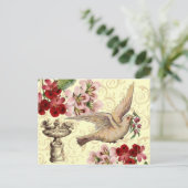 Vintage Taube und Birdbad Postkarte (Stehend Vorderseite)