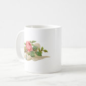 Vintage Taube und Rose Kaffeetasse (Vorderseite Links)