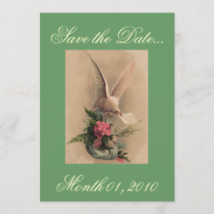 Vintage Tauben-und Blumen-Einladungen Save The Date