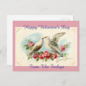 Vintage Tauben Valentinstag Urlaub Postkarte (Vorne/Hinten)