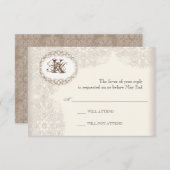 Vintage Taubenlace - Hochzeitskarte RSVP Karte (Vorne/Hinten)