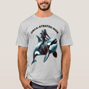 Vintage-Taucher auf einem großen Schwertwal URM T-Shirt