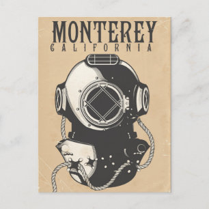 Vintage-Tauchposter für Monterey Kalifornien USA Postkarte