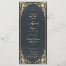 Vintage Taufe Boy Blue Gold Elegante Kalligraphie