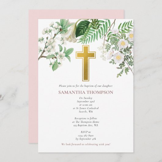 Vintage Taufe des Blorreligiösen Goldrausch Einladung (Vorne/Hinten)