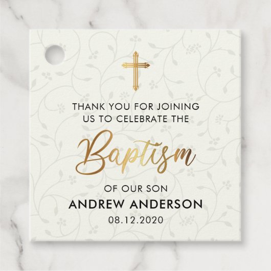 Vintage Taufe Vielen Dank Geschenkanhänger (Vorderseite)