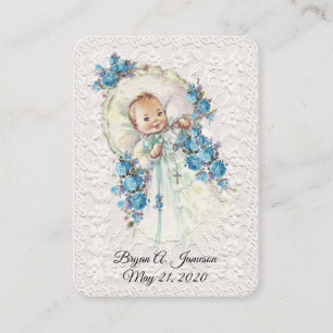 Vintage-Taufkleid für Babyjungen mit floraler Spit Visitenkarte