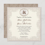 Vintage Taupe Lace - Einladung zur Hochzeit (Vorne/Hinten)