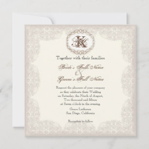 Vintage Taupe Lace - Einladung zur Hochzeit