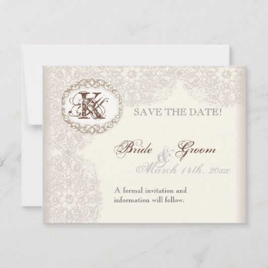 Vintage Taupe - Save the Date Karte (Vorderseite)