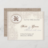 Vintage Taupe - Save the Date Karte (Vorne/Hinten)