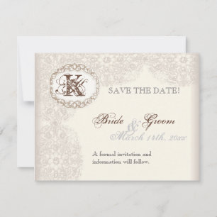 Vintage-Taupe-Spitze - Save-the-Date-Karte Save The Date