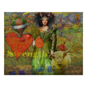 Vintage Taurus Classic Frauenportrait Gotische Kun Poster