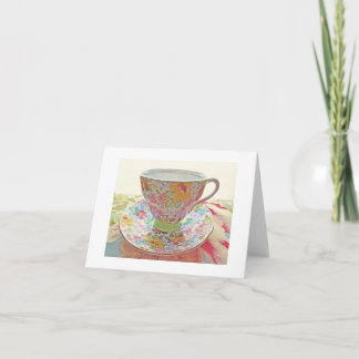 Vintage Tea Cup Blank Card-Thank You, Get Well Dankeskarte