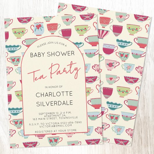 Vintage Tea Party Baby Shower Einladung