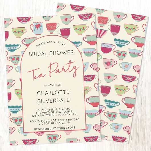 Vintage Tea Party Bridal Shower Invitation Einladung