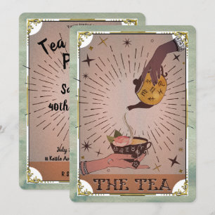 Vintage-Tea- & Tarot-Hexenkessel-Geburtstagsfeier Einladung