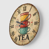 Vintage Tea Time Große Wanduhr (Winkel)