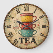 Vintage Tea Time Große Wanduhr (Vorderseite)