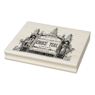 Vintage Tea und Anzeigen-Kunst-Briefmarke Coffee Gummistempel