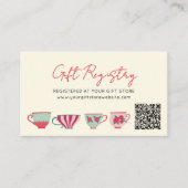 Vintage Teacup Baby Shower Gift Registry QR code Begleitkarte (Vorderseite)