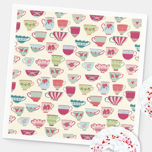 Vintage Teacup Tea Party Serviette