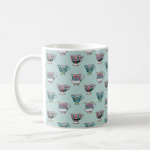 Vintage Teakups in Rosa und Türkis - Teezeit Kaffeetasse