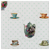 Vintage Teakups und Polka Docks Stoff (Nahaufnahme)
